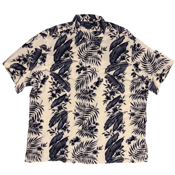 Polo by Ralph Lauren Other - POLO RALPH LAUREN Clayton Shirt Mens XXL White Navy Tropical Leaf Viscose